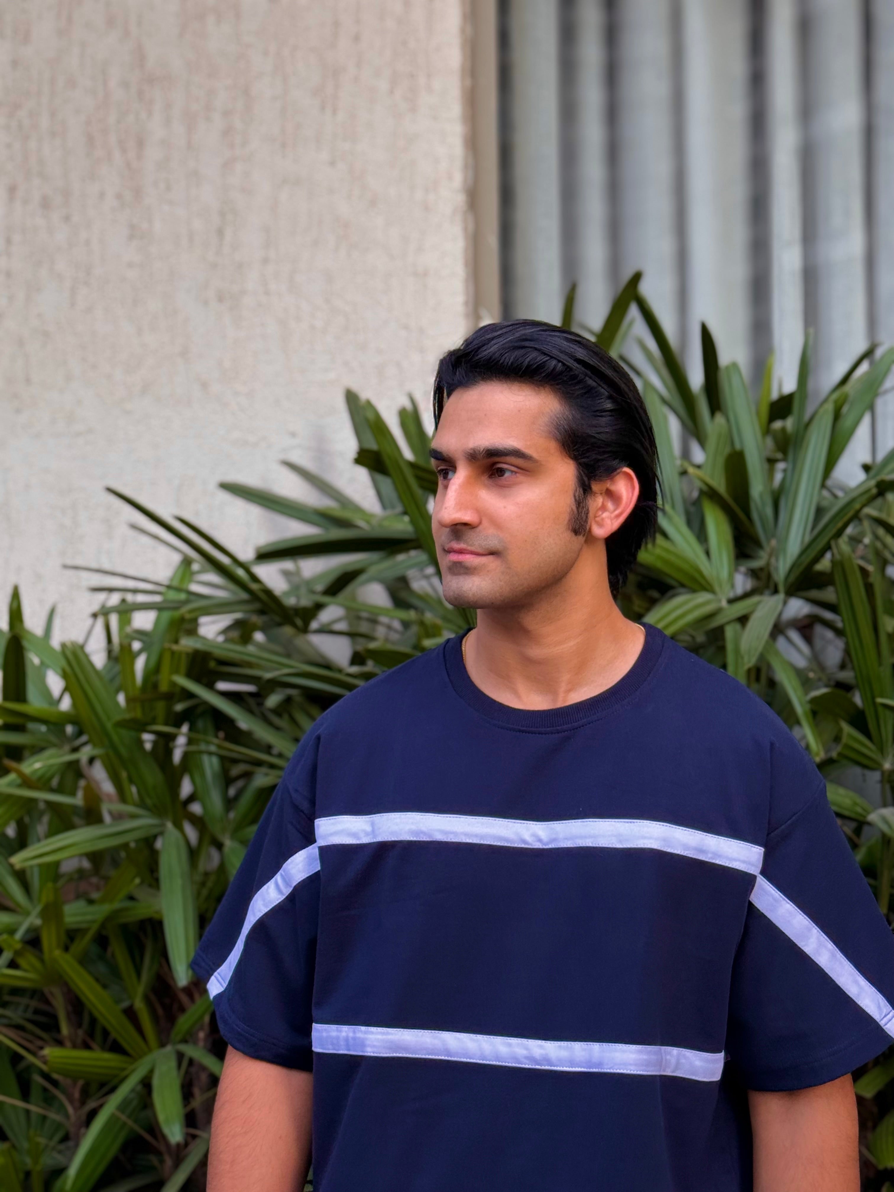 Block Striped Crew Neck T Shirt