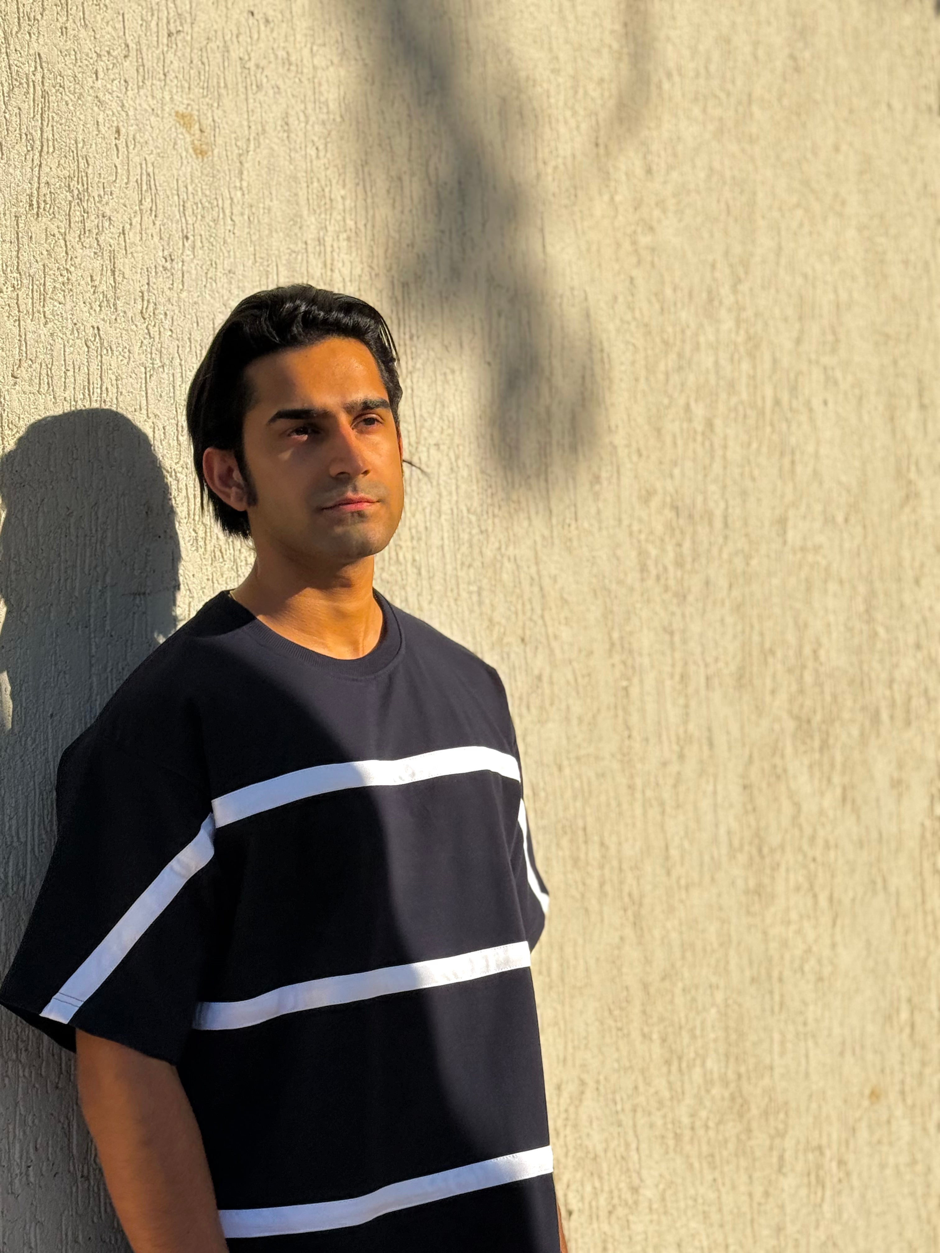 Block Striped Crew Neck T Shirt