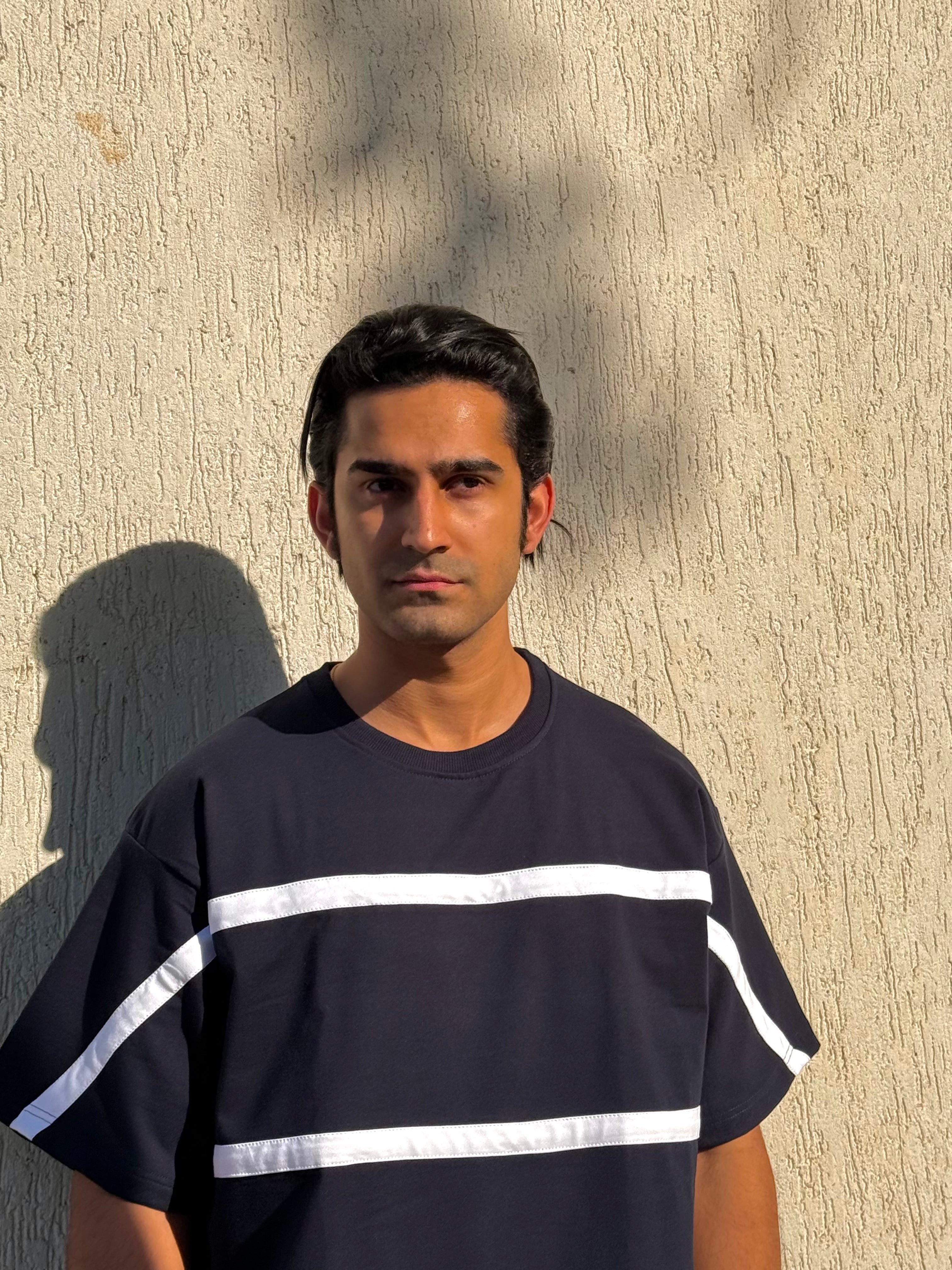 Block Striped Crew Neck T Shirt