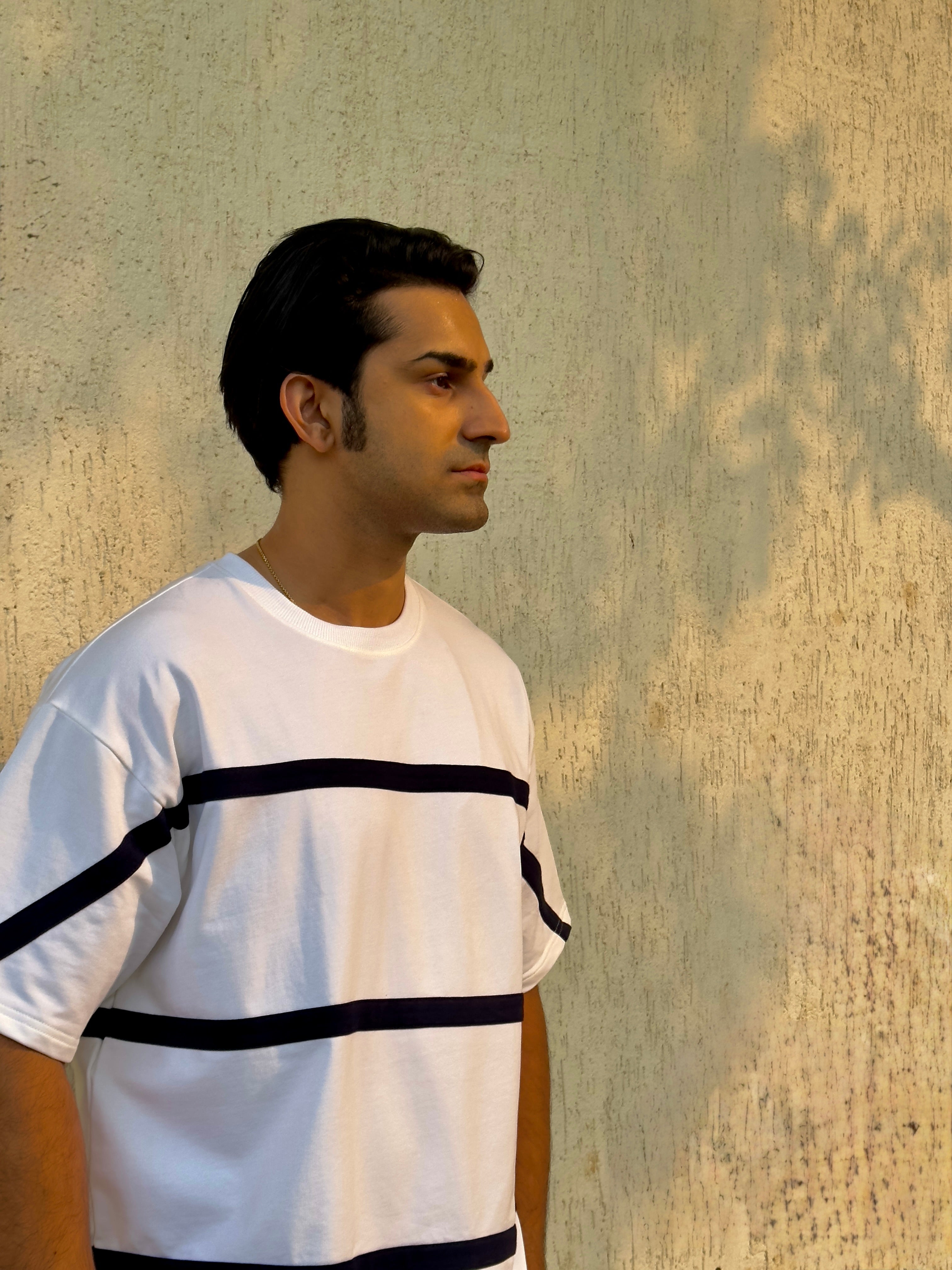 Block Striped Crew Neck T Shirt